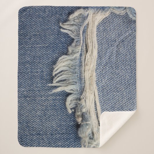 Couverture Sherpa Texture jean déchiré, arrière - plan élégant. (Devant)