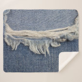 Couverture Sherpa Texture jean déchiré, arrière - plan élégant. (Devant (Horizontal))