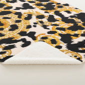 Couverture Sherpa Texture léopard : motif baroque or. (3/4)