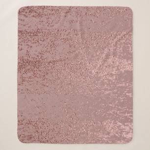 Couverture Sherpa Texture or métallique, quartz rose.