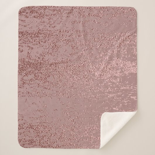 Couverture Sherpa Texture or métallique, quartz rose. (Devant)