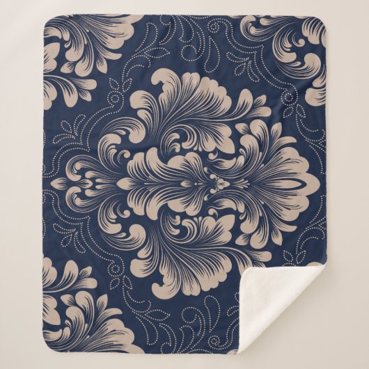 Couverture Sherpa Texture victorienne sans joint Damas classique (Devant)