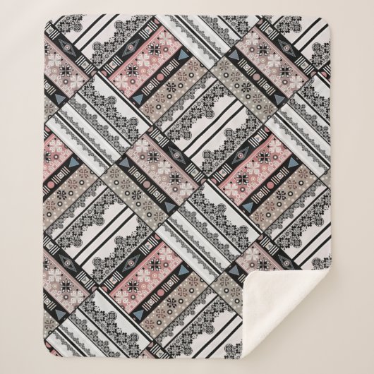 Couverture Sherpa Thaillow Tribal ethno traditionnel géométrique (Devant)