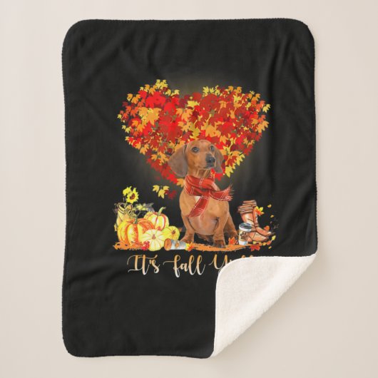 Couverture Sherpa Thanksgiving It's Fall Y'all Dachshund (Devant)