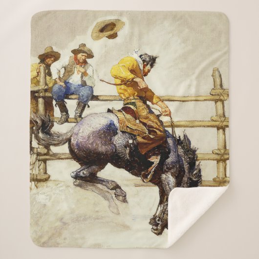 Couverture Sherpa "The Bucking Bronco" Par NC Wyeth (Devant)