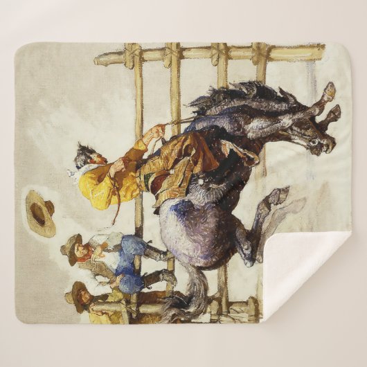 Couverture Sherpa "The Bucking Bronco" Par NC Wyeth (Devant (Horizontal))