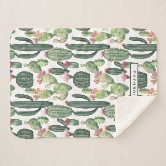 Couverture Sherpa Thème Cacti Desert Personnalisé (Devant (Horizontal))