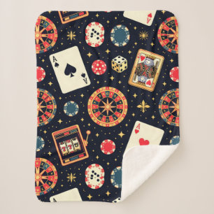 Couverture Sherpa Thème de motif de casino sur fond noir