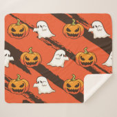 Couverture Sherpa Thème d'Halloween citrouille, motif sans couture. (Devant (Horizontal))