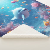 Couverture Sherpa Thème Océan Dauphin Mignon Pour Décoration De Cham (3/4)