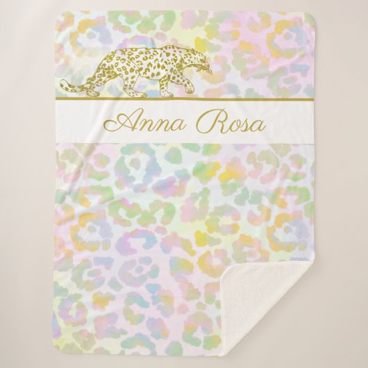 Couverture Sherpa *~* Tie Dye Gold Leopard Pastel Spots (Devant)