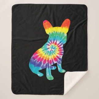 Couverture Sherpa Tie Dye Hippie Cadeau Français Bulldog Pour Amoure