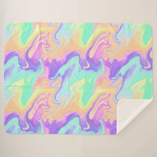 Couverture Sherpa Tie Dye Swirl Marbre Retro Super (Devant (Horizontal))