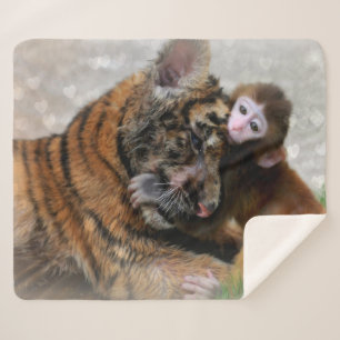Couverture Sherpa Tiger Cub et Singe Bébé