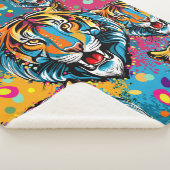 Couverture Sherpa Tiger Head Rainbow colors paint stains (3/4)