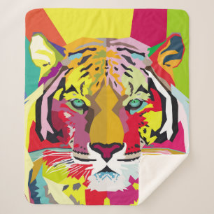 Couverture Sherpa Tiger Pop Art Portrait, pop, tigre, animal, facial