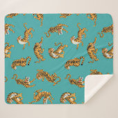 Couverture Sherpa Tiger sur Motif Turquoise (Devant (Horizontal))
