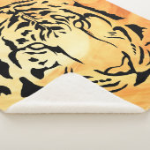 Couverture Sherpa Tigre à rayures noires sur orange vif (3/4)