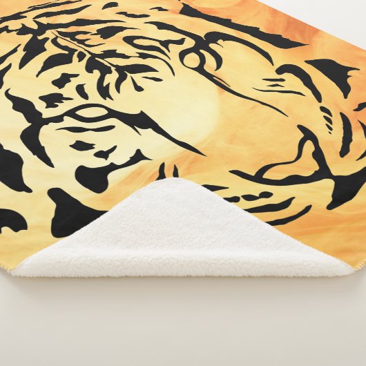Couverture Sherpa Tigre à rayures noires sur orange vif (3/4)