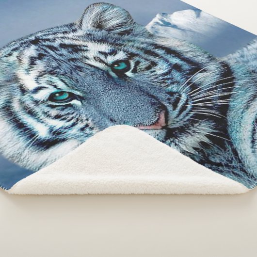 Couverture Sherpa Tigre blanc bleu (3/4)