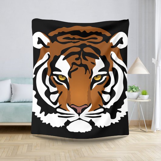 Couverture Sherpa Tigre, chat sauvage sur noir