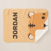 Couverture Sherpa Tigre mignon avec nom personnalisé (Devant (Horizontal))