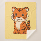 Couverture Sherpa Tigreau mignon sur fond jaune (Devant)