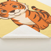 Couverture Sherpa Tigreau mignon sur fond jaune (3/4)