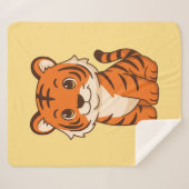 Couverture Sherpa Tigreau mignon sur fond jaune (Devant (Horizontal))