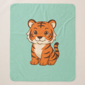 Couverture Sherpa Tigreau mignon sur fond vert (Devant)