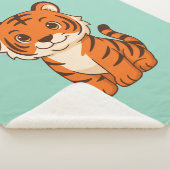 Couverture Sherpa Tigreau mignon sur fond vert (3/4)