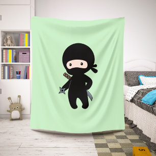 Couverture Sherpa Tiny Ninja Holding Throwing Star sur Green