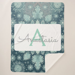 Couverture Sherpa Tirrinia Snowflake Motif avec Monogramme & Nom