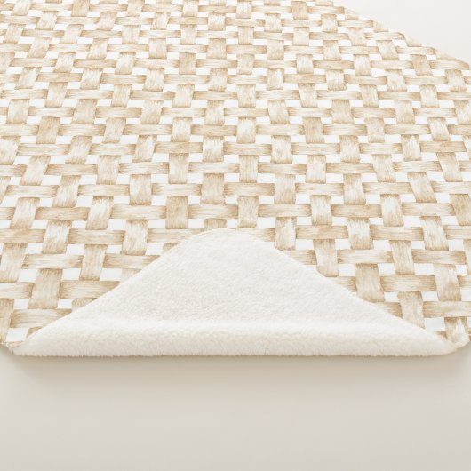 Couverture Sherpa Tissage Panier Faux Blanc Crème (3/4)
