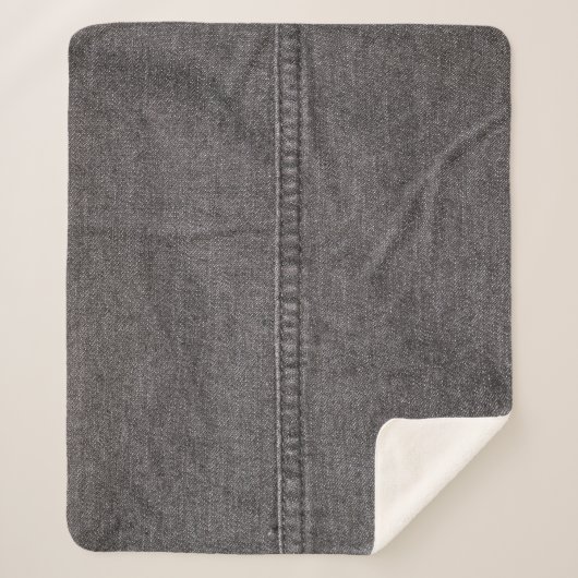 Couverture Sherpa Tissu de denim noir, texture de mode. (Devant)