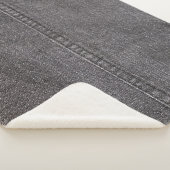 Couverture Sherpa Tissu de denim noir, texture de mode. (3/4)