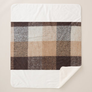 Couverture Sherpa Tissu en laine Brown à damiers plaid. tartan