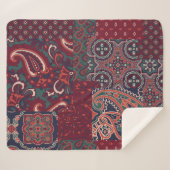 Couverture Sherpa tissu en soie cashmere paisley patchwork abstrait (Devant (Horizontal))
