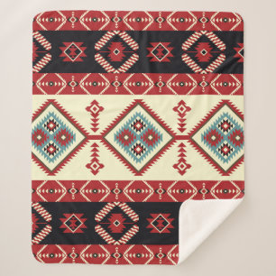 Couverture Sherpa Tissu natif. Kilim de conception géométrique. Trib