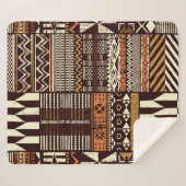 Couverture Sherpa Tissu tribal africain patchwork abstrait vin (Devant (Horizontal))