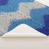 Couverture Sherpa tissu tricoté avec figures rayées bleu et blanc (3/4)