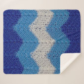 Couverture Sherpa tissu tricoté avec figures rayées bleu et blanc (Devant (Horizontal))