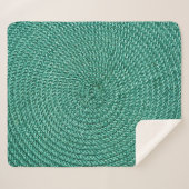 Couverture Sherpa Tissu vert tressé artificiel. (Devant (Horizontal))