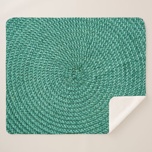 Couverture Sherpa Tissu vert tressé artificiel. (Devant (Horizontal))