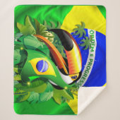 Couverture Sherpa Toco Toucan avec drapeau brésilien (Devant)