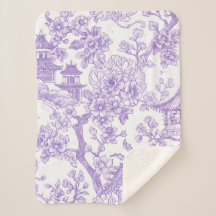 Toile de chinoiserie violette dragon fleur de ceri