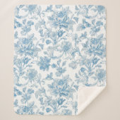 Couverture Sherpa Toile-de-jouy Chinoiseries Blue Floral Pattern (Devant)