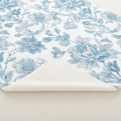 Couverture Sherpa Toile-de-jouy Chinoiseries Blue Floral Pattern (3/4)