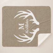 Couverture Sherpa Toile de jute et cerfs communs rustiques Antler de (Devant (Horizontal))