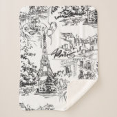 Couverture Sherpa Toile Paris Eiffel noir et blanc (Devant)